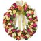 Rose Wreath with Ribbon for Front Door, Valentine Decor (13.3 in, Pink, Yellow)
